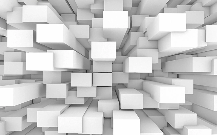 Abstract 3D White Blocks Wall Mural Wallpaper