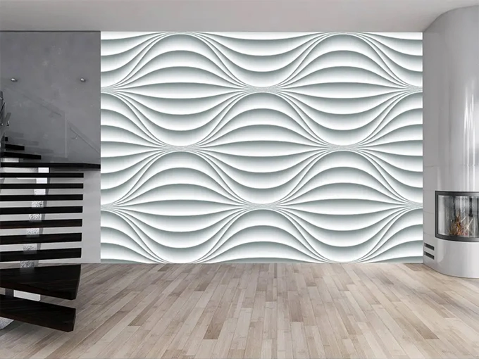 3D Effect White Waves Wall Mural Wallpaper