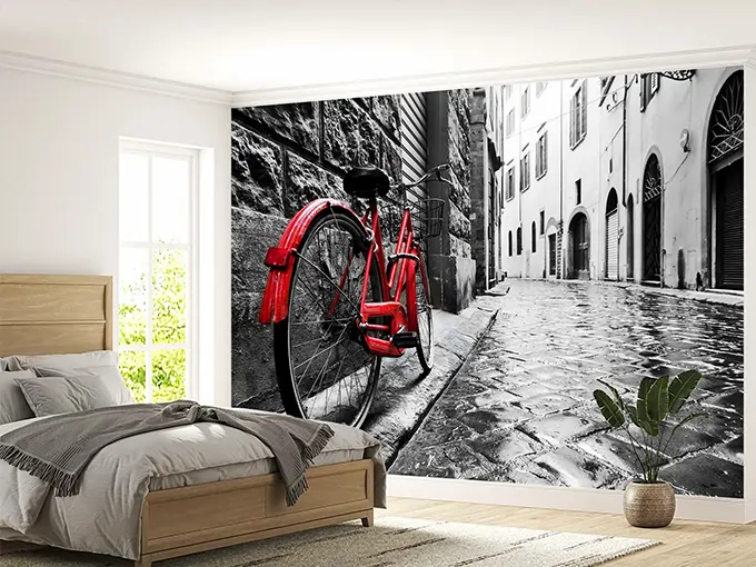 Red Bicycle Wall Mural Wallpaper