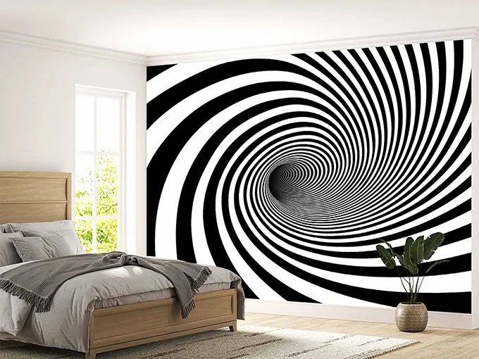 Black and White Spiral Wall Mural Wallpaper