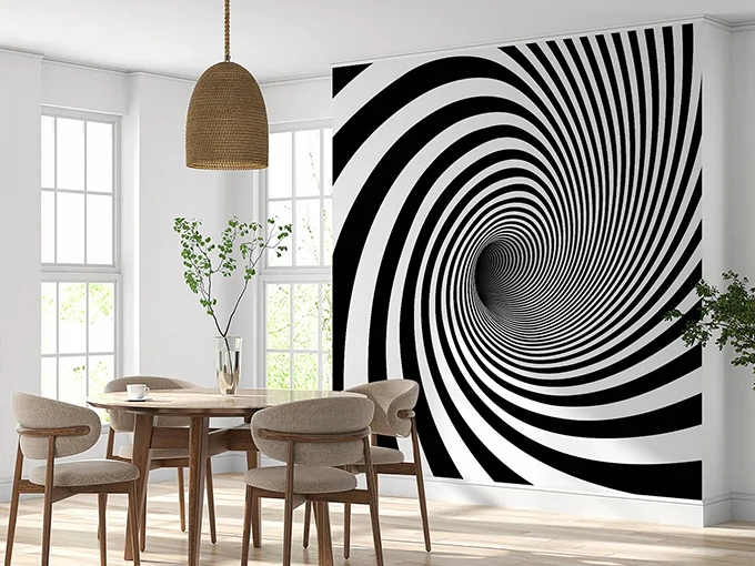 Black and White Spiral Wall Mural Wallpaper