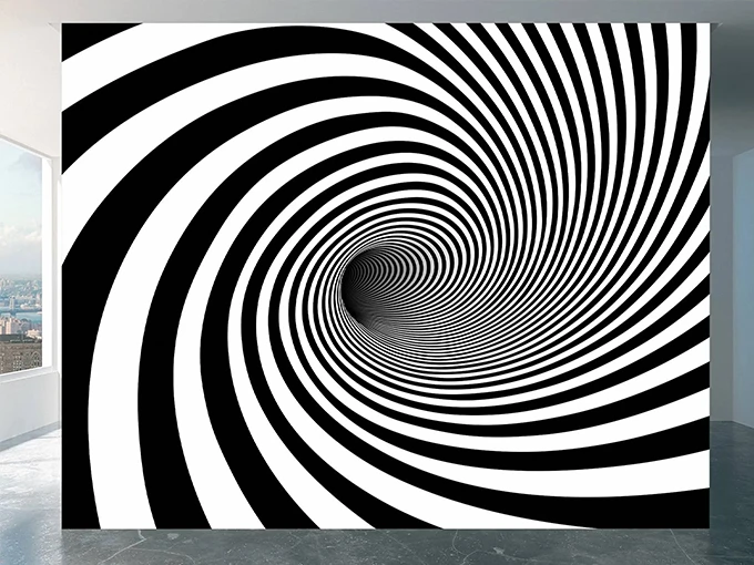 Black and White Spiral Wall Mural Wallpaper