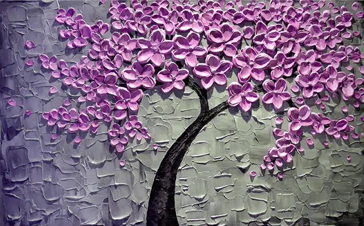 3D Effect Pink Tree Wall Mural Wallpaper