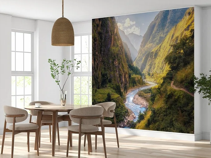 River Mountains Wall Mural Wallpaper