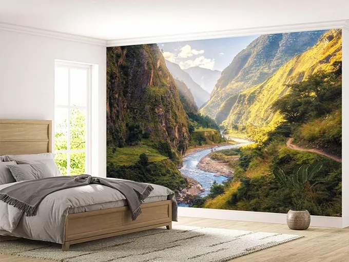 River Mountains Wall Mural Wallpaper