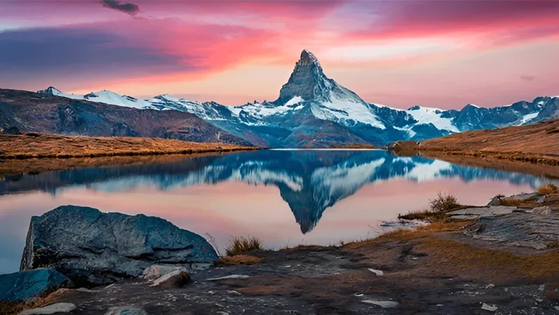 Lake And Mountains Wall Mural Wallpaper