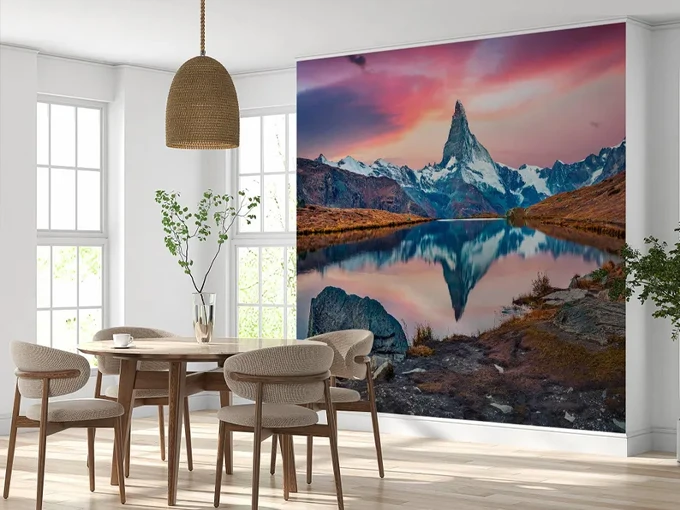 Lake And Mountains Wall Mural Wallpaper