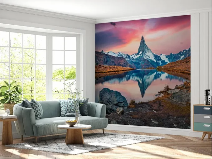 Lake And Mountains Wall Mural Wallpaper