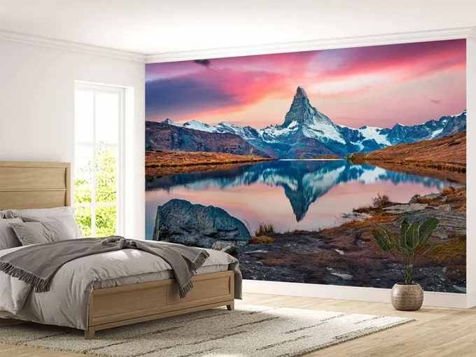 Lake And Mountains Wall Mural Wallpaper
