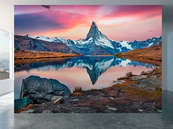 Lake And Mountains Wall Mural Wallpaper