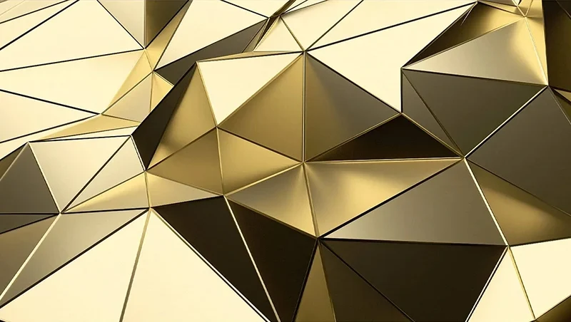 3D Effect Gold Triangles Wall Mural Wallpaper