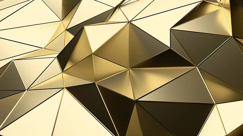 3D Effect Gold Triangles Wall Mural Wallpaper