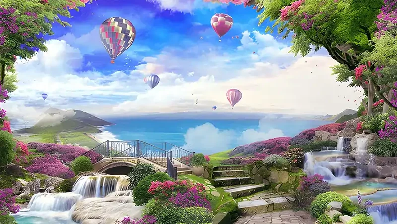 Flying Balloons Wall Mural Wallpaper