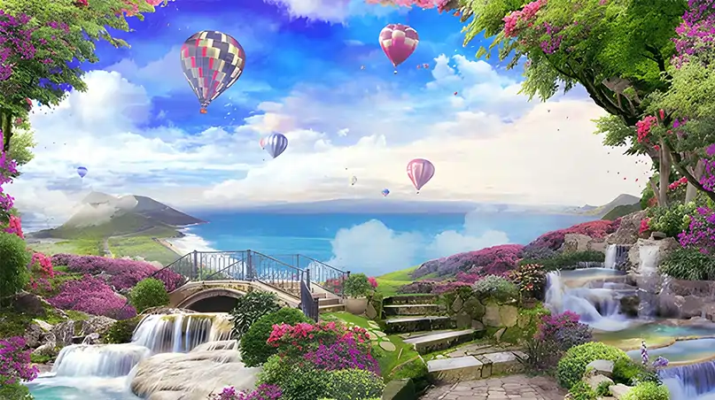 Flying Balloons Wall Mural Wallpaper