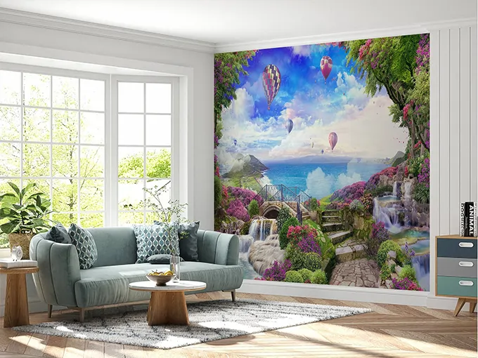 Flying Balloons Wall Mural Wallpaper