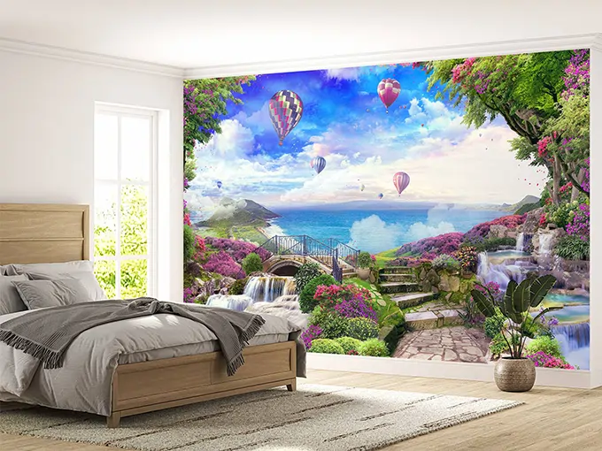 Flying Balloons Wall Mural Wallpaper