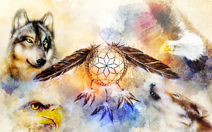 Abstract Indian Symbols Wall Mural Wallpaper