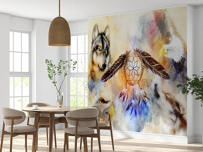 Abstract Indian Symbols Wall Mural Wallpaper