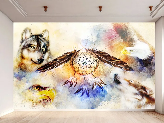 Abstract Indian Symbols Wall Mural Wallpaper