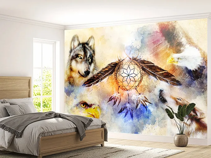 Abstract Indian Symbols Wall Mural Wallpaper