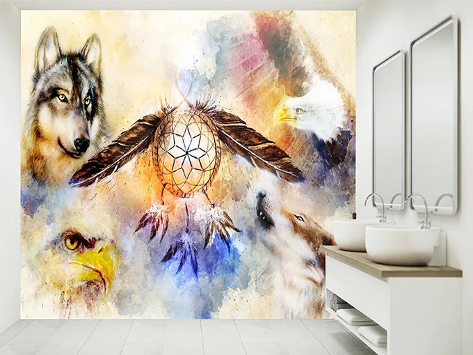 Abstract Indian Symbols Wall Mural Wallpaper