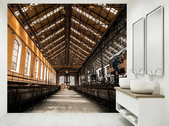 Industrial Hall Wall Mural Wallpaper