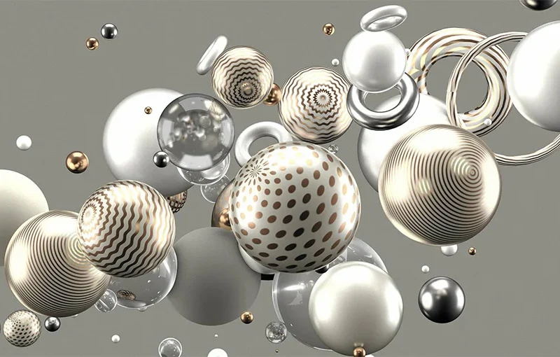 3D Effect Balls Wall Mural Wallpaper