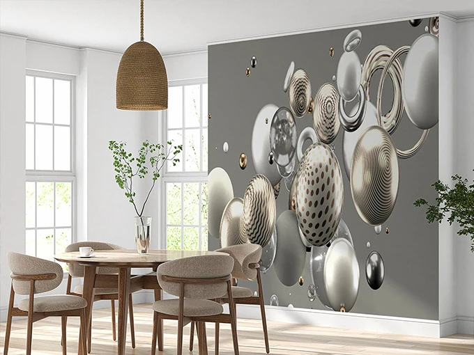 3D Effect Balls Wall Mural Wallpaper