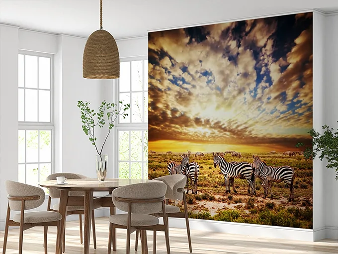Savanna Zebra Wall Mural Wallpaper