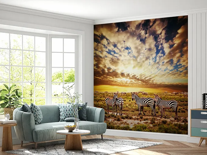 Savanna Zebra Wall Mural Wallpaper