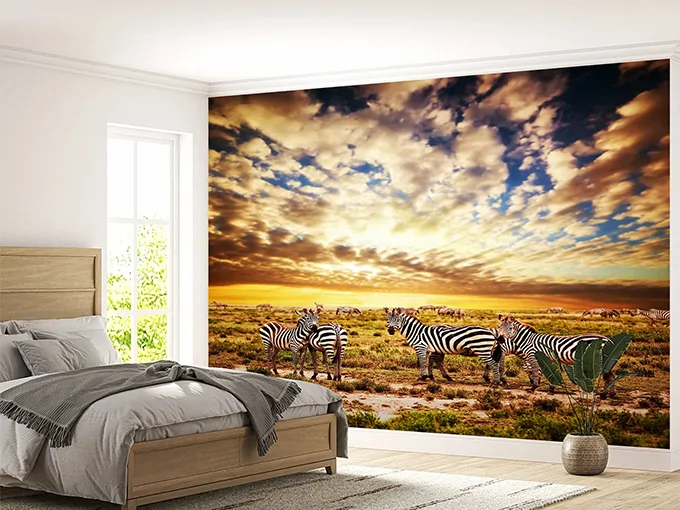 Savanna Zebra Wall Mural Wallpaper