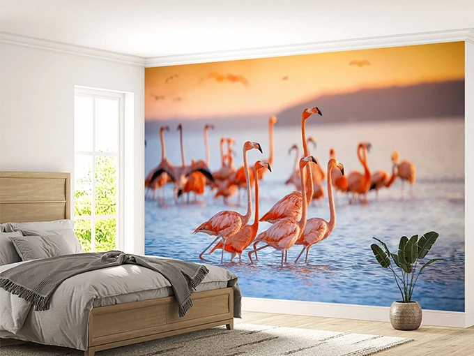 Flamingos Wall Mural Wallpaper