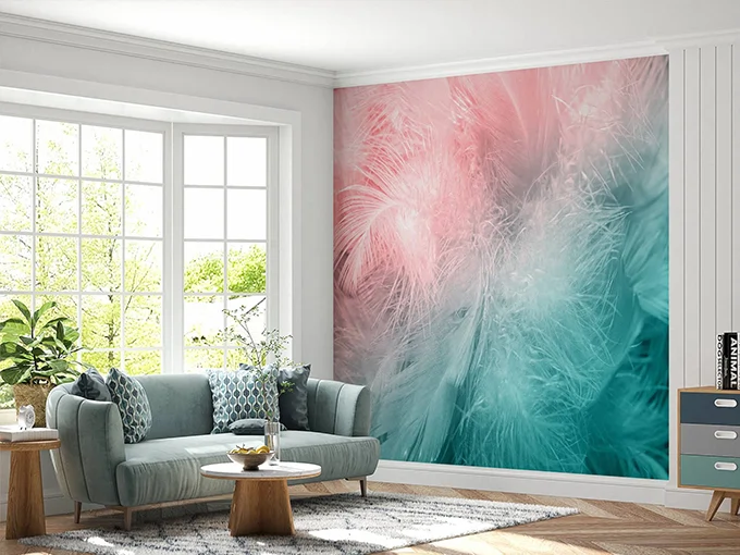 Colorful Feathers Wall Mural Wallpaper