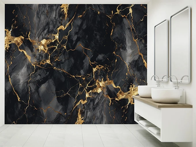 Black Marble Wall Mural Wallpaper
