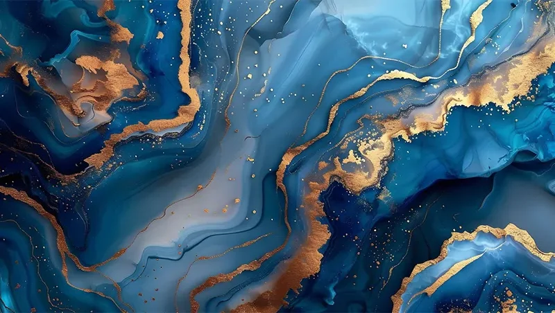 Blue And Gold Marble Wall Mural Wallpaper
