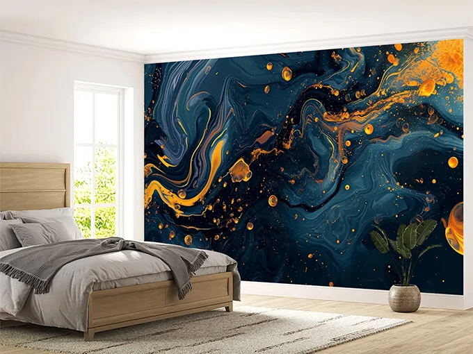 Dark Blue Marble Wall Mural Wallpaper
