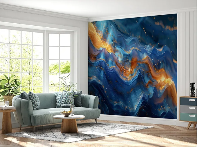 Blue Waves Wall Mural Wallpaper