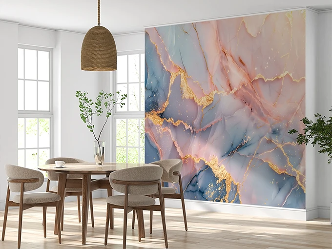 Pink And Gold Marble Wall Mural Wallpaper