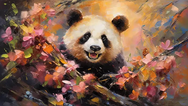 Painted Panda Wall Mural Wallpaper