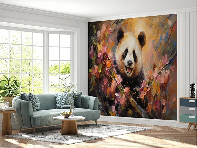 Painted Panda Wall Mural Wallpaper