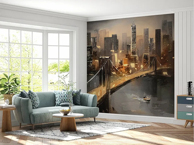 New York Bridge Wall Mural Wallpaper