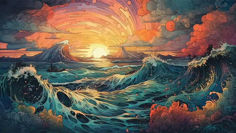 Ocean Sunset Wall Mural Wallpaper
