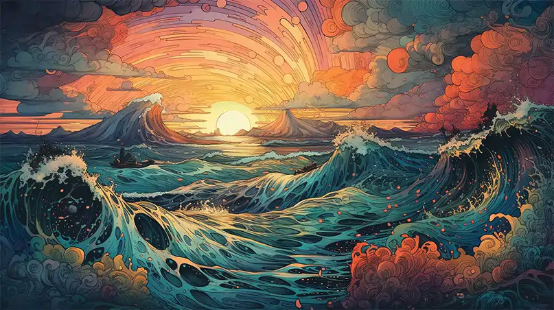Ocean Sunset Wall Mural Wallpaper
