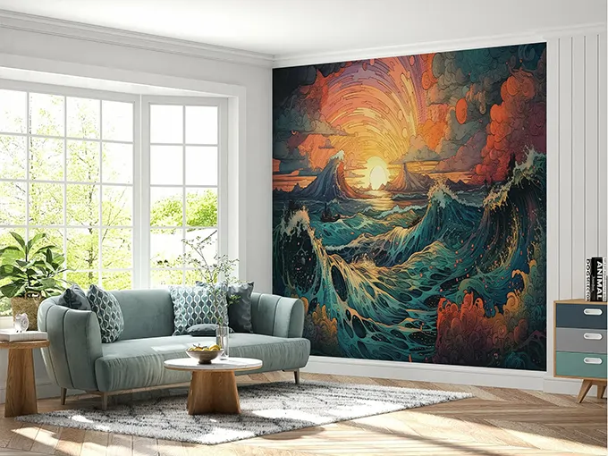 Ocean Sunset Wall Mural Wallpaper