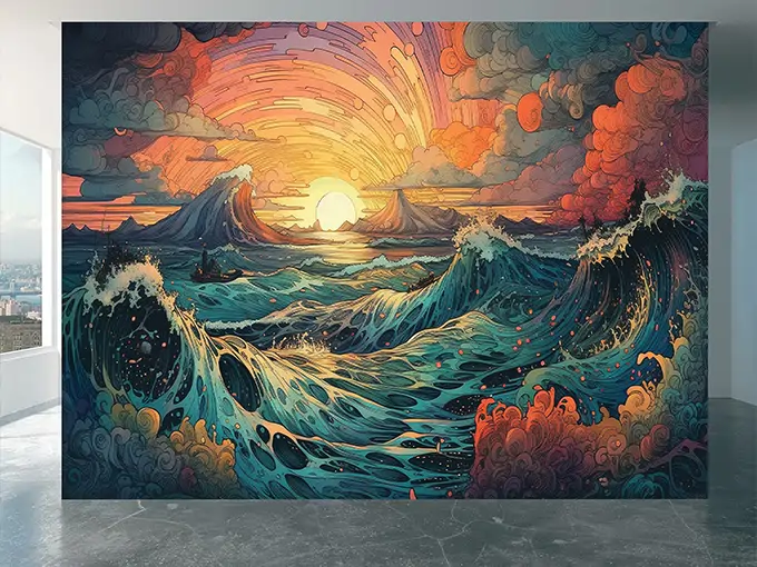Ocean Sunset Wall Mural Wallpaper
