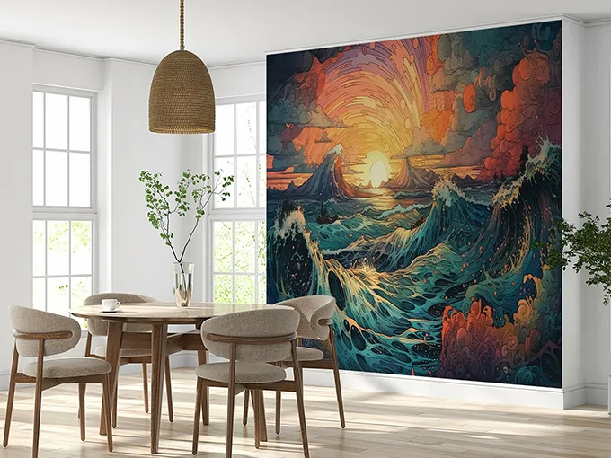 Ocean Sunset Wall Mural Wallpaper