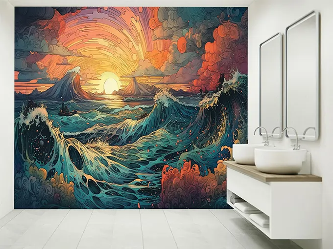 Ocean Sunset Wall Mural Wallpaper