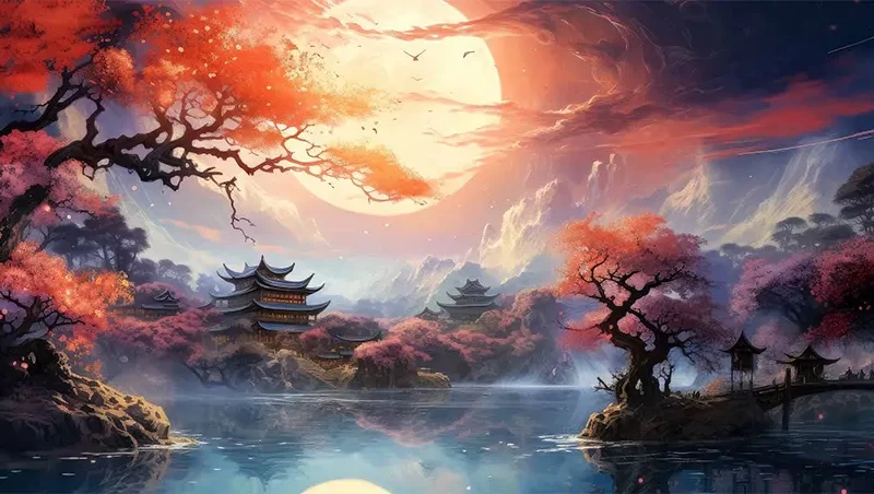 Japanese Night Wall Mural Wallpaper