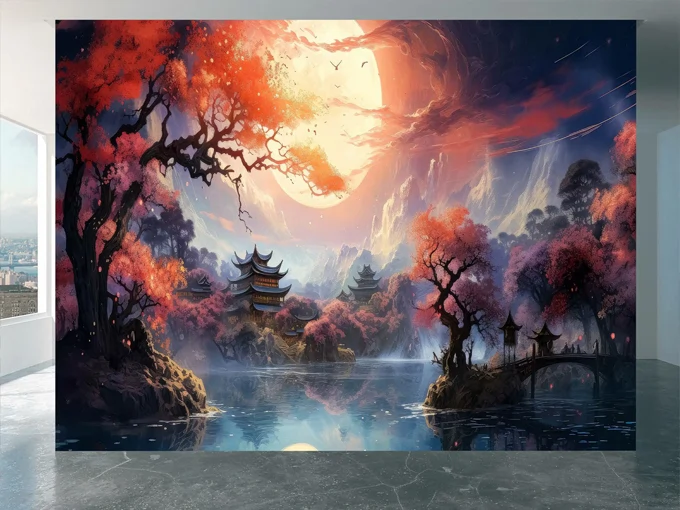 Japanese Night Wall Mural Wallpaper