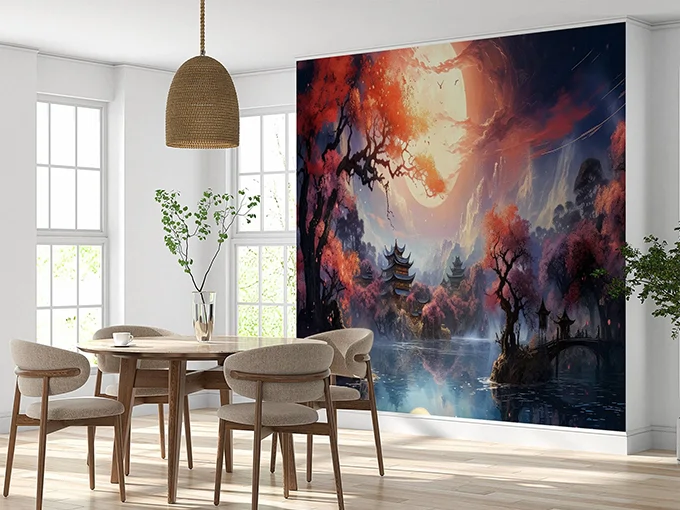 Japanese Night Wall Mural Wallpaper